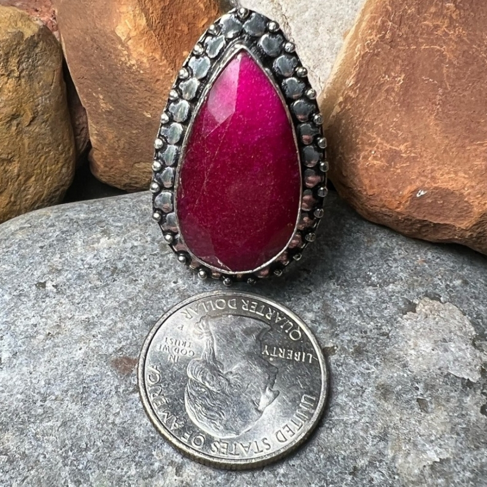 Custom Faceted Ruby Ring Red Size 9.25 Beautiful … - image 6